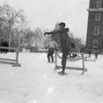 In the early 30’s, men’s hurdles took on a whole new look when the participants wore snowshoes.