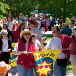 Now: (June) For its 15th Reunion, the Class of 1989 enjoyed "Fun in the Sun" for its parade theme.  Photograph by Phyllis Graber Jensen.