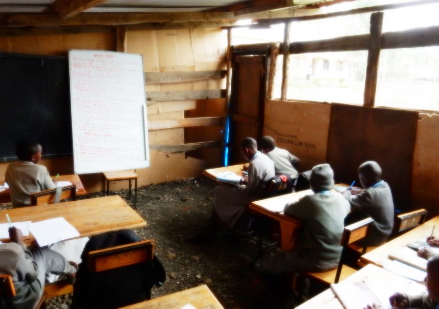 The fifth-grade classroom at the Maasai Joy Children’s Centre, where Bruce Fryer '79, funded by a Barlow Alumni Travel Grant, taught in summer 2015. Photo courtesy of Bruce Fryer '79. 