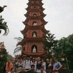 Visiting Stupa at Tran Quoc Temple, Hanoi.