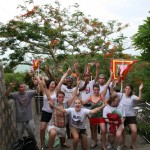 Visting Mount Holy Lady, Chau Doc, students and professor enjoying a happy gathering.