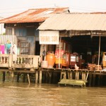 House built along the cannel, in Mekong Delta.