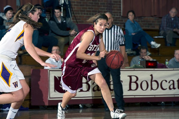 Allie Beaulieu '13 is a First Team All-State selection, announced on March 5, 2013, by the Maine Women's Basketball Coaches Association. File photo by Michael Bradley/Bates College.
