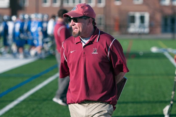 Peter Lasagna was named NESCAC Men's Lacrosse Coach of the Year for the second time in his career on May 2, 2013. File photo by Michael Bradley/Bates College.