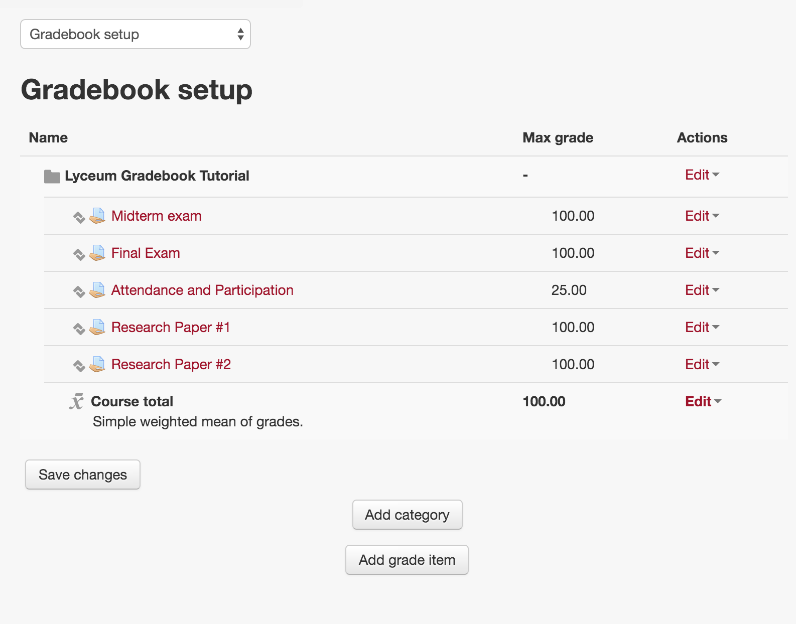 simple gradebook