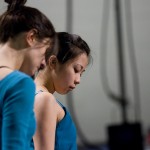 Rehearsal for spring Modern Dance Company concerts, held in Schaeffer Theatre.