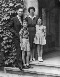 Charles and Evelyn Phillips with their children, Charles Jr. and Carol Ann, in 1944, the first year of his presidency.
