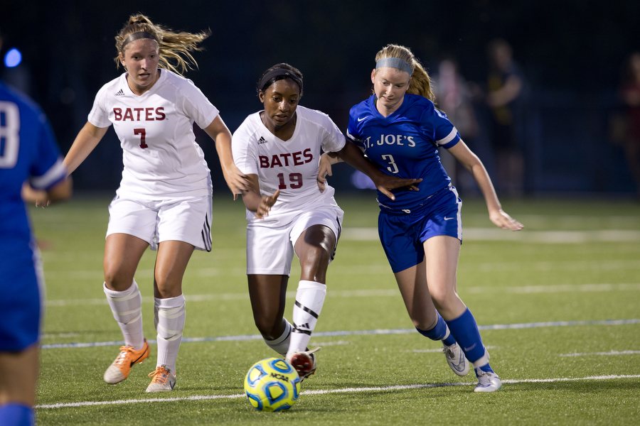 "We’ve been able to do so much on Garcelon since the upgrade — for instance, hold men’s and women’s soccer games under the lights, have rugby play there on a regular basis and also be good community partners by allowing local high schools to play there. It would be easy to do so, but we shouldn’t take for granted all we’re now able to accomplish." — Kevin McHugh, director of athletics. (Phyllis Graber Jensen/Bates College)