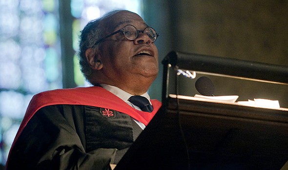 Peter Gomes '65 preaches in the Bates Chapel during the Alumni Memorial Service at Reunion 2010, his last public appearance at the college.