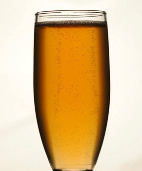 A photo from Ben Manter's bio thesis. Manter wanted to know if the specific yeast strain used in brewing hard cider affects the size and number of bubbles, which is known to affect the taste and aroma of a carbonated alcoholic beverage.
