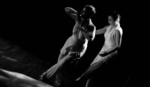 Carol Dilley and Rachel Boggia, both of the Bates dance faculty, perform "Phantom Ice" during the first performance of the New York Bates Alumni Dance Concert, on Feb. 24, 2012. Photograph copyright © 2012 by Ebbe Sweet.