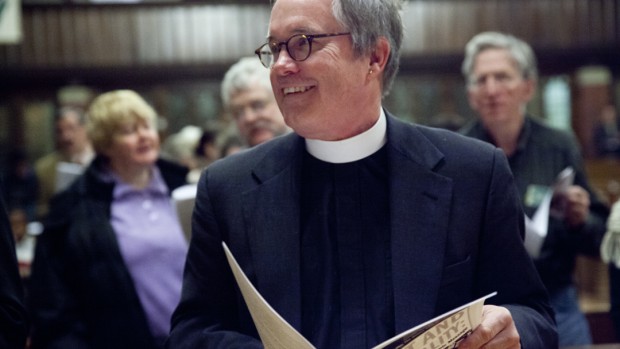 The Rev. Bill Blaine-Wallace at one of the Bates activities he helped lead in observance of Martin Luther King Jr. Day 2013. Photograph by Phyllis Graber Jensen/Bates College