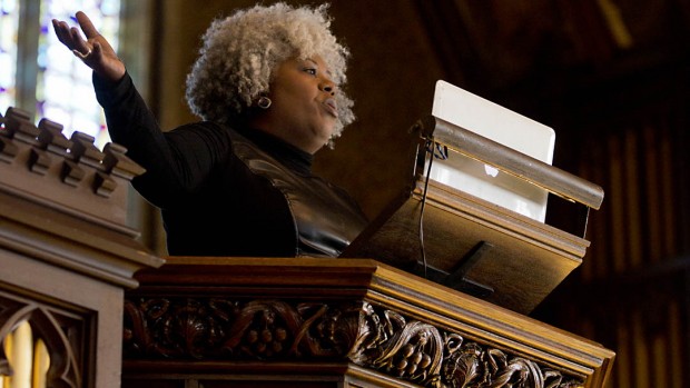 Anthea Butler, associate professor and graduate chair of religious studies at the University of Pennsylvania, delivers her keynote address, "MLK and America's Bad Check: America's Poor in the 21st Century." Photograph by Phyllis Graber Jensen/Bates College.