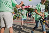 Bud Horne, 92, finishes The Old First Night Run on Saturday, July 31, 2017. Horne has been running in the race since it first started, over 40 years ago. (Photograph by Erin Clark / The Daily Chautauquan)