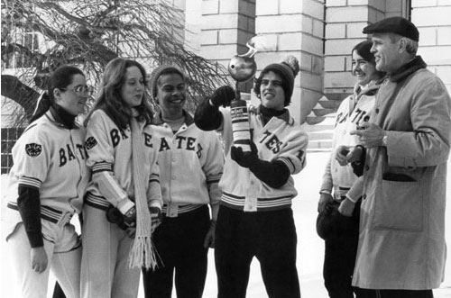 Students look on after Maine’s Governor Longley lights the torch opening the 1978 Winter Carnival games.