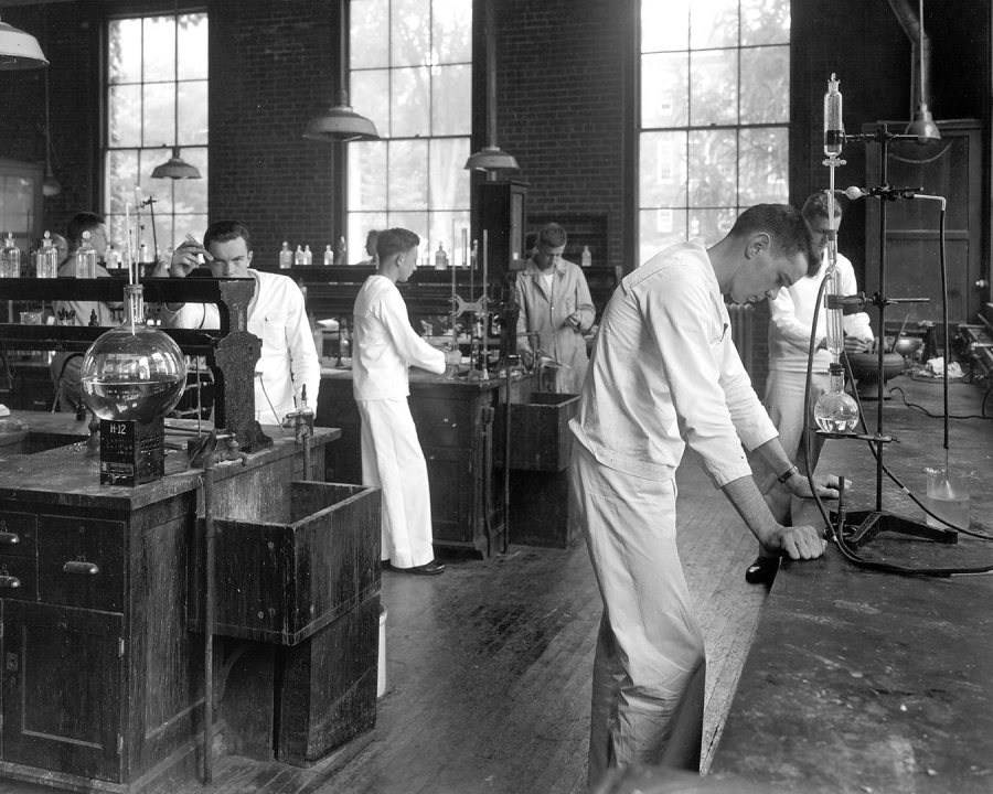 After room inspection and performing morning colors in front of Hathorn, the trainees attended classes with civilians until late afternoon. (Muskie Archives and Special Collections Library)