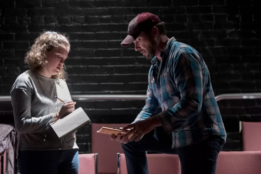 For an independent study in directing @bates.theater.dance, Alison Greene ’20 of West Hartford, Conn., directs Florence Keith-Roach’s dark two-character comedy about, as the playwright says, “female friendship, fertility and freaking out.”
.
(Above, top) Maya Wilson ’20 of Toronto and Tricia Crimmins ’19 of Lake Forest, Ill., hold nothing back as Girls One and Two.
.
(Above, bottom) After last night’s dress rehearsal, director Greene and faculty adviser Assistant Professor of Theater Tim Dugan compare notes.
.
Performances in the Black Box Theater, will be staged at 7:30 p.m., Friday, Oct. 12; at 5 p.m., Saturday, Oct. 13; and at 2 p.m. and 7:30 p.m. on Sunday, Oct. 14. Admission is free, but tickets are required: bit.ly/bates-theater-dance. $5 donations gratefully accepted. For more information, call 207-786-6161.