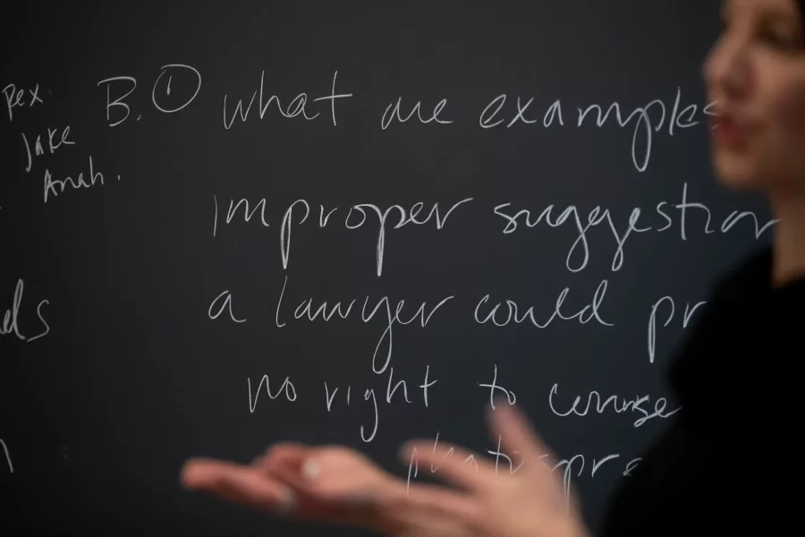 A day in the life of Pettengill Hall, featuring staff, faculty and students engaged in learning, studying, and working, with both internal and external images.

Amy Douglass teaches “Psychology and Law,” G12