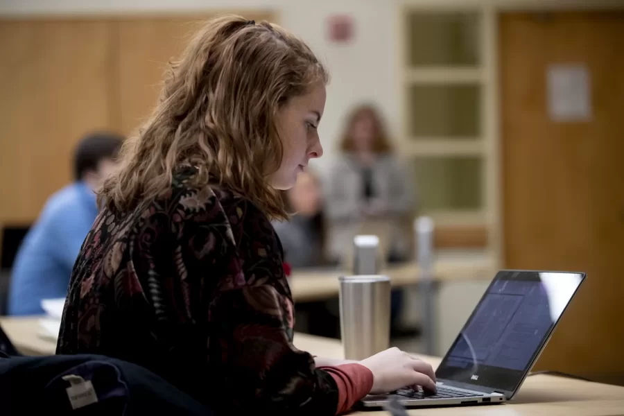 A day in the life of Pettengill Hall, featuring staff, faculty and students engaged in learning, studying, and working, with both internal and external images.

Francesco Duina teaches “Theoretical Foundations of Sociology,” G65