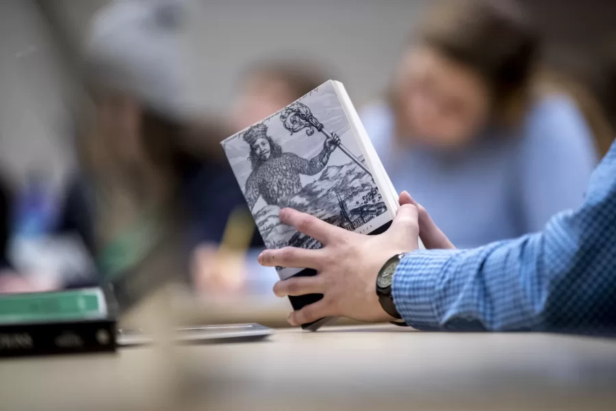 A day in the life of Pettengill Hall, featuring staff, faculty and students engaged in learning, studying, and working, with both internal and external images.

Francesco Duina teaches “Theoretical Foundations of Sociology,” G65