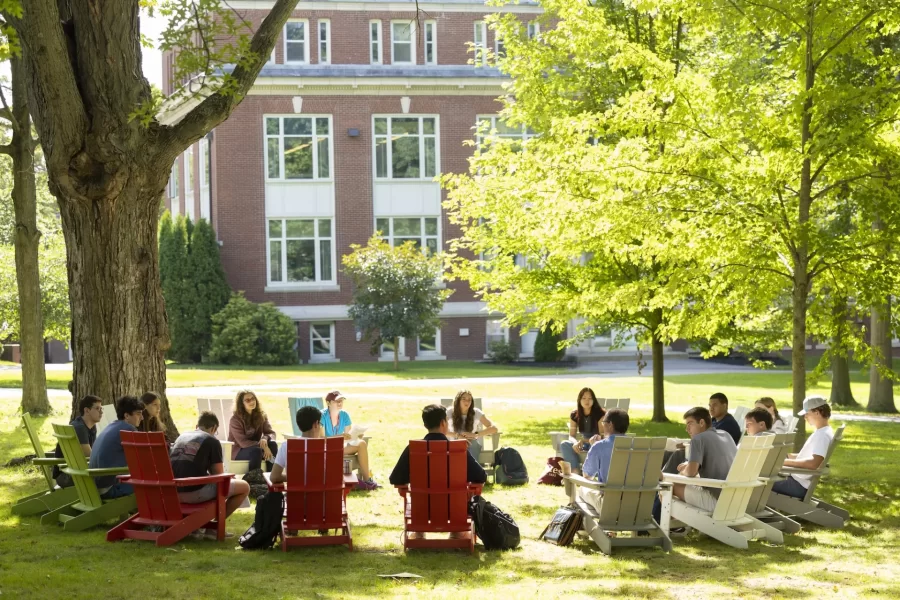 “It was a great day to be talking under the trees.”

— Associate Professor of History Joe Hall, describing the first meeting of his first-year seminar, “This Land is Whose Land?” on the Historic Quad.

The class, along with all other first-year seminars, met for the first time on Thursday morning, Sept. 1, 2022, as an opportunity for classmates to connect with each other and their instructor, who will also serve as their first-year advisor.

Swipe left for a few additional moments from yesterday’s first-year seminars, including:

“Beyond Nelson Mandela: Themes and Personalities in South African History,” taught by Assistant Professor of History Patrick Otim;

“Arts and Spirituality: Art Making and Aesthetic Experience as Conduits for Reflection and Connection,” taught by Lecturer in the Humanities and Multifaith Chaplain Brittany Longsdorf; and

“Reading Refugees and Migration in European Children’s Literature,” taught by Associate Professor of German Raluca Cernahoschi.