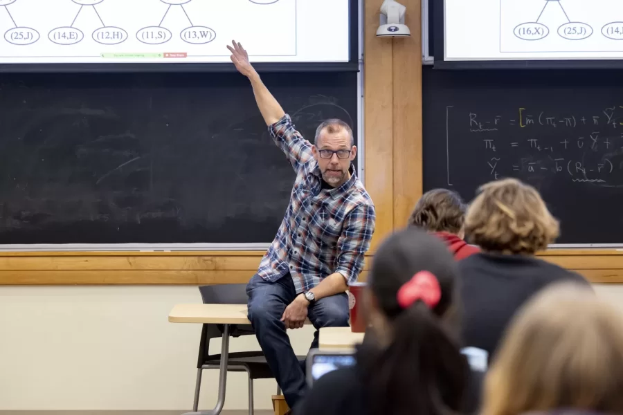 Colony Family Professor of Digital and Computational Studies Barry Lawson teaches DCS 229 - Data Structures and Algorithms in Pettengill G65.

This course provides an introduction to common data structures and selected algorithms for solving more complex problems. Topics covered include concrete data types (arrays and linked structures); abstract data types (including stacks, queues, trees, and maps); an introduction to fundamental algorithms including sorting, graph-search algorithms (breadth-first search, depth-first search), and greedy algorithms; and basic algorithm analysis (big-Oh). The course focuses on applying data structures and algorithms for problem solving, rather than on data-structure implementation details and formal analysis.