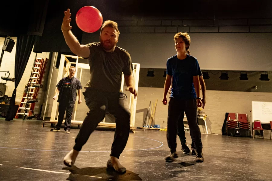 Guest artist Wesley Broulik worked with Assistant Professor of Theater Tim Dugan and his cast members from Much Ado About Nothing in the second day of a two-day workshop about 2-4pm in SchaefferTheatre on Saturday, Jan. 28, 2023. The Saturday workshop specifically be focused on clown work and those scenes with the Dogberry, Verges and the Watch. 

Participants identified below:

David Walker 24/ Dogberry (short-sleeve button-up with flowers)

Joaquin Torres 25/Verges (white gray/red striped sweater)

Caroline Cassell 24/Watch (blue t-shirt)

John Wilkens 23/Watch (red long sleeve shirt in sling)

Brendan Fitzgerald 23/Watch (green t-shirt)

Spencer Obiero 25/Watch (gray t-shirt, red shoes)

Lucie Green 23/Stage Manager (Shady Side Academy sweatshirt)

Tim Dugan/Director (green pants)

Wesley Broulik/Guest Artist (Plaid shirt, black t-shirt)