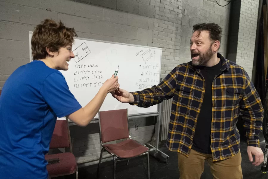 Guest artist Wesley Broulik worked with Assistant Professor of Theater Tim Dugan and his cast members from “Much Ado About Nothing” in the second day of a two-day workshop about 2-4pm in SchaefferTheatre on Saturday, Jan. 28, 2023. The Saturday workshop specifically be focused on clown work and those scenes with the Dogberry, Verges and the Watch. 

Participants identified below:

David Walker ’24/ Dogberry (short-sleeve button-up with flowers)

Joaquin Torres ’25/Verges (white gray/red striped sweater)

Caroline Cassell ’24/Watch (blue t-shirt)

John Wilkens ’23/Watch (red long sleeve shirt in sling)

Brendan Fitzgerald ’23/Watch (green t-shirt)

Spencer Obiero ’25/Watch (gray t-shirt, red shoes)

Lucie Green ’23/Stage Manager (Shady Side Academy sweatshirt)

Tim Dugan/Director (green pants)

Wesley Broulik/Guest Artist (Plaid shirt, black t-shirt)