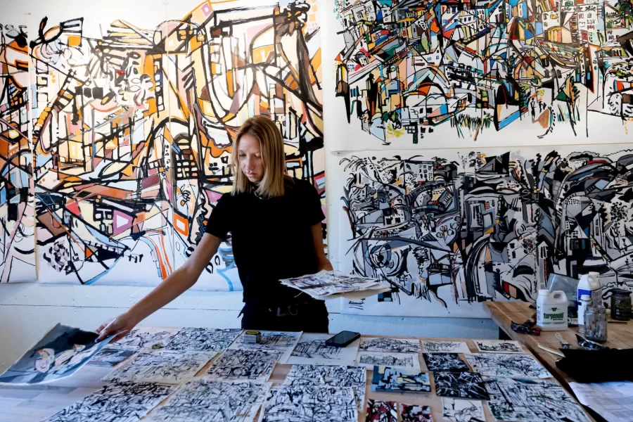 The art, you’ll see, is beautiful and striking.

Frieda Kickliter ’23, a studio art major from Mobile, Ala., is making large abstract paintings inspired by architecture and landscape. She shares a studio with her roommate Jordan Wilson ’23 of Medfield, Mass., a double major in art history and studio art, who’s painting portraits of people she knows. And Tricia Ballard ’23, a studio art major from Larchmont, N.Y., is a ceramicist who loves simplicity.

You’ll find the three of them in their Olin Arts Center studios with ) days to prepare for the installation of the Annual Senior Art Exhibition that opens on April 14 in the Bates College Museum of Art. The museum partners with the Department of Art and Visual culture to support the work of Bates students through an exhibition that highlights work selected from the thesis projects of graduating seniors majoring in studio art.
Thesis projects vary from student to student, each pursuing an individual interest. The emphasis of the program is on creating a cohesive body of related works through sustained studio practice and critical inquiry. The year-long process is overseen by Art and Visual Culture faculty, and culminates in this exhibition.
Stay tuned for more coverage of the installation and opening. 

(Phyllis Graber Jensen/Bates College) 

#batescollege #fineart #art #painting #ceramics #exhibition