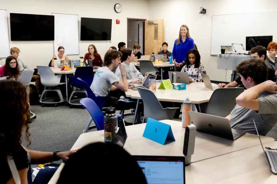 Associate Professor of Mathematics Katy Ott teaches “Mathematics for Justice" course in Carnegie 339 on Thursday, Sept. 28, at 1:10 p.m.

MATH 233 - Mathematics for Social Justice
This course teaches quantitative literacy, critical thinking and problem solving skills in a socially relevant context. Students use mathematics as a powerful analytic framework for understanding and developing realistic solutions to issues of social, political, and economic justice. The overarching goal of this course is for students to develop the ability and inclination to use mathematics to understand, and improve, the world around them. Prerequisite(s): MATH 106. Recommended background: MATH 205.