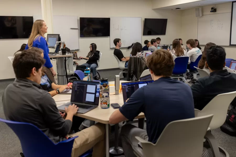 Associate Professor of Mathematics Katy Ott teaches “Mathematics for Justice" course in Carnegie 339 on Thursday, Sept. 28, at 1:10 p.m.

MATH 233 - Mathematics for Social Justice
This course teaches quantitative literacy, critical thinking and problem solving skills in a socially relevant context. Students use mathematics as a powerful analytic framework for understanding and developing realistic solutions to issues of social, political, and economic justice. The overarching goal of this course is for students to develop the ability and inclination to use mathematics to understand, and improve, the world around them. Prerequisite(s): MATH 106. Recommended background: MATH 205.