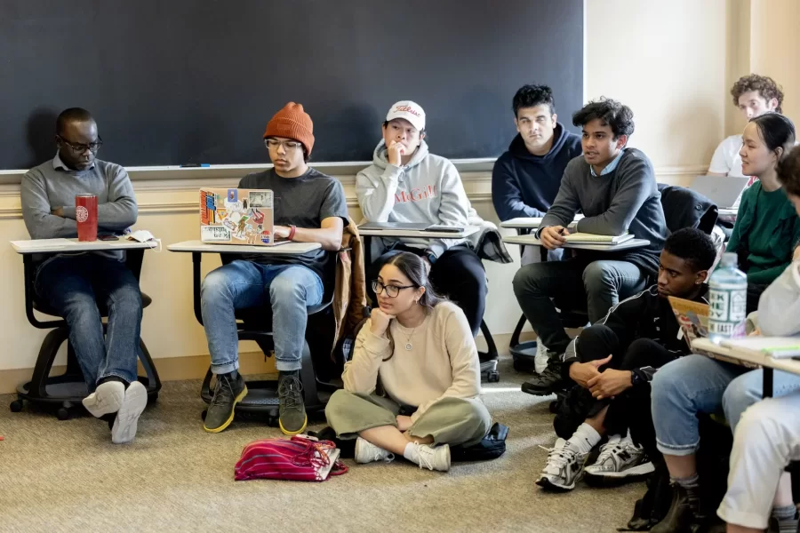 Guests from “Rwanda 30 Years After: Trauma Healing of Genocide Survivors and Intergenerational Trauma,” who spoke at the Olin Arts Center on Sunday, March 24, meet in a join session with faculty and students from three classes in Roger Williams 315 on March 25.
Speakers: From left, Esther Mujawayo, Chantal Kayitesi & Jean Bosco Rutagengwa
Organizer: Dept. of French and Francophone Studies, BatesCollege
Co-organizers: Rwandese Community Association of Maineand Ibuka-Maine
Co-sponsors: Dept. of History, Dept. of Politics, TheAfricana Club
 &The Harward Center for Community Partnerships

The faculty and classes:

Representations of the Genocide against the Tutsi in Rwanda (FRE379 ADR Alex Dauge-Roth)
(Gender, Race, and Social Class in Francophone Films (FRE151 Laura Balladur) and Historical Methods (FRE399 Patrick Otim)