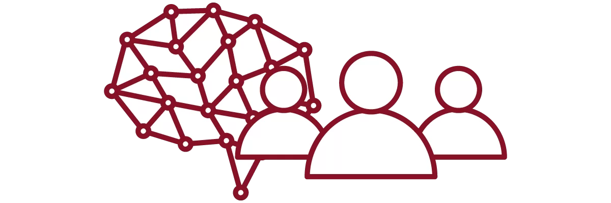 garnet iconography with brain and people
