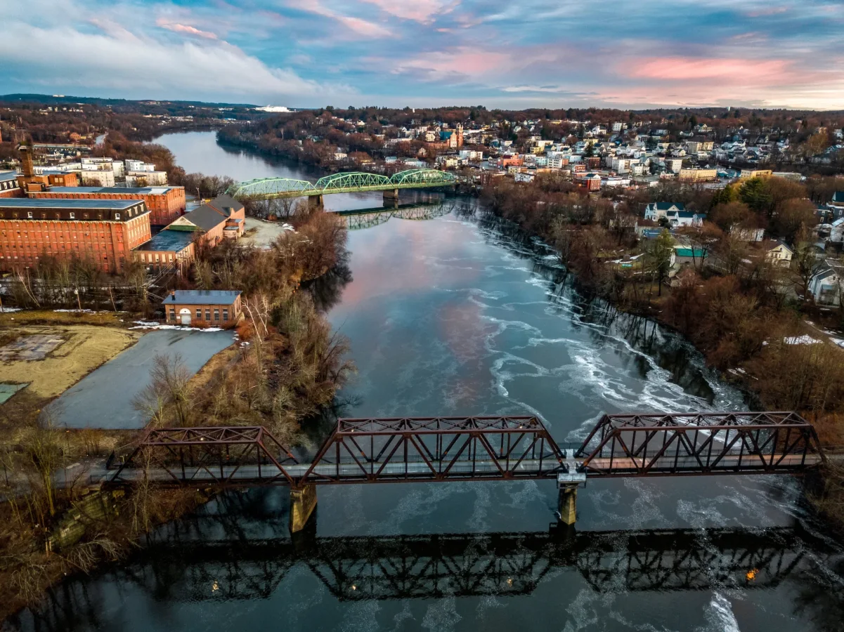 Aerial photography taken with a drone of Lewiston, Auburn, Great Falls, and campus by Joshua Turner '20.Credit whenever used: Joshua Sol Turner '20 

For info, additional shots, etc., email: jturner4810@gmail.com To see more images: https://www.instagram.com/jturner0/
He has provided BCO with permission to use these images as needed.