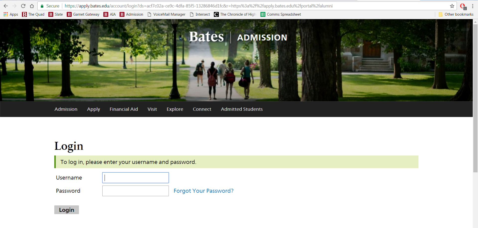 Login Instructions Alumni In Admission Bates College