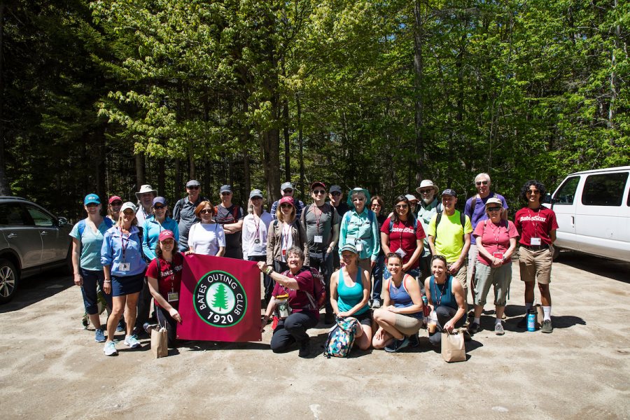 Moments from the Outing Club: Coastal Hike at Bates-Morse Mountain Conservation Area on June 7, 2019. Bates Conservation Area Director Laura Sewall and former director Judy Marden 66 led a four-mile hike through the natural communities and varied terrains to Seawall Beach. Bates manages this resource for research and educational purposes and is conducting environmental research throughout the area.