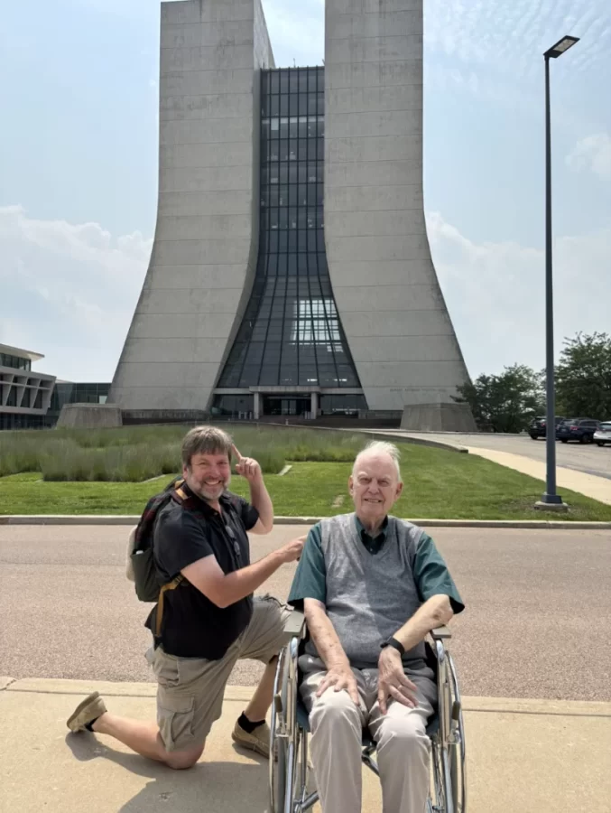 My father in law and I at the Wilson Center at Fermilab.  