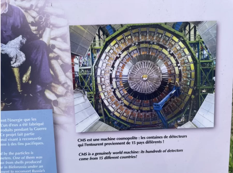 A picture taken  at the CMS detector at the Large Hadron Collider.  A surprising bonus to the trip.  I stayed 20 minutes from Cern and this detector was about 300 meters away from where we stayed.  The LHC is really LARGE!!