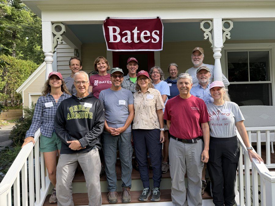 Alumni preparing for a hike in Camden, ME