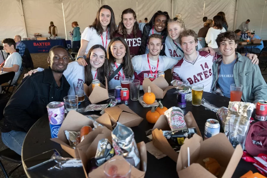 Back to Bates Weekend at a variety of locations on campus, including Pettengill Hall, where Bates alumni were honored with an awards presentation and a dessert reception, the registration desk in the Library Well, and the Bardwell Street Tent, where seniors over 21 and alumni enjoyed a beer garden and food.

Bates defeated Bowdoin 21-14 at the Alumni Big Game Saturday, today, Oct. 15, 2022, and the Garcelon Field crowd went wild.