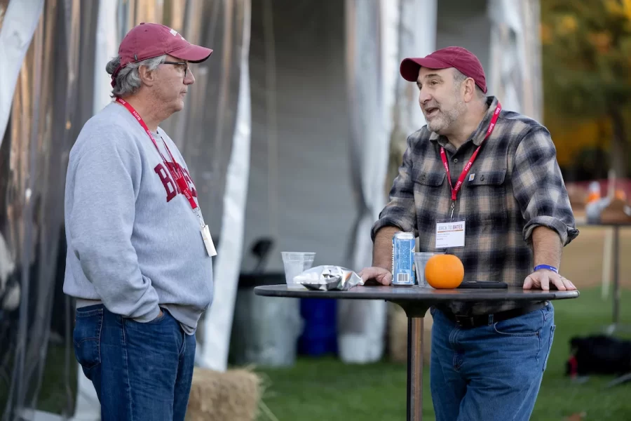 Back to Bates Weekend at a variety of locations on campus, including Pettengill Hall, where Bates alumni were honored with an awards presentation and a dessert reception, the registration desk in the Library Well, and the Bardwell Street Tent, where seniors over 21 and alumni enjoyed a beer garden and food.

Bates defeated Bowdoin 21-14 at the Alumni Big Game Saturday, today, Oct. 15, 2022, and the Garcelon Field crowd went wild.