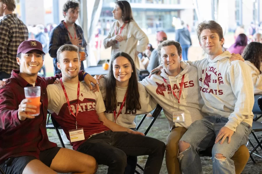 Back to Bates Weekend at a variety of locations on campus, including Pettengill Hall, where Bates alumni were honored with an awards presentation and a dessert reception, the registration desk in the Library Well, and the Bardwell Street Tent, where seniors over 21 and alumni enjoyed a beer garden and food.

Bates defeated Bowdoin 21-14 at the Alumni Big Game Saturday, today, Oct. 15, 2022, and the Garcelon Field crowd went wild.