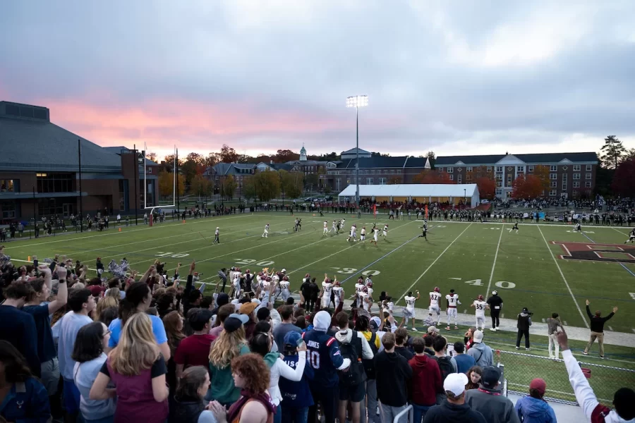 Back to Bates Weekend at a variety of locations on campus, including Pettengill Hall, where Bates alumni were honored with an awards presentation and a dessert reception, the registration desk in the Library Well, and the Bardwell Street Tent, where seniors over 21 and alumni enjoyed a beer garden and food.

Bates defeated Bowdoin 21-14 at the Alumni Big Game Saturday, today, Oct. 15, 2022, and the Garcelon Field crowd went wild.