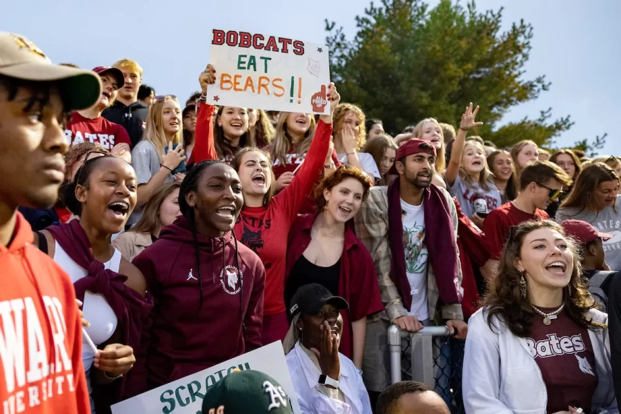 Back to Bates Weekend at a variety of locations on campus, including Pettengill Hall, where Bates alumni were honored with an awards presentation and a dessert reception, the registration desk in the Library Well, and the Bardwell Street Tent, where seniors over 21 and alumni enjoyed a beer garden and food.

Bates defeated Bowdoin 21-14 at the Alumni Big Game Saturday, today, Oct. 15, 2022, and the Garcelon Field crowd went wild.