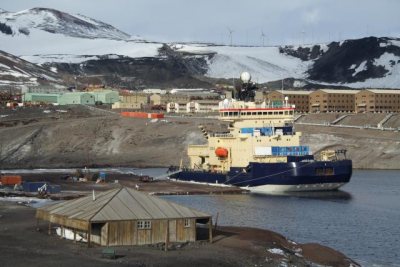 Dock at McMurdo Station in Antarctia. Photo from marine-geo.org.