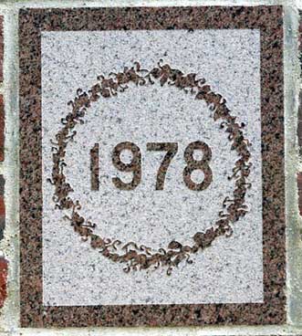 The 1978 ivy stone is on Dana Chemistry Hall facing Hathorn Hall.
