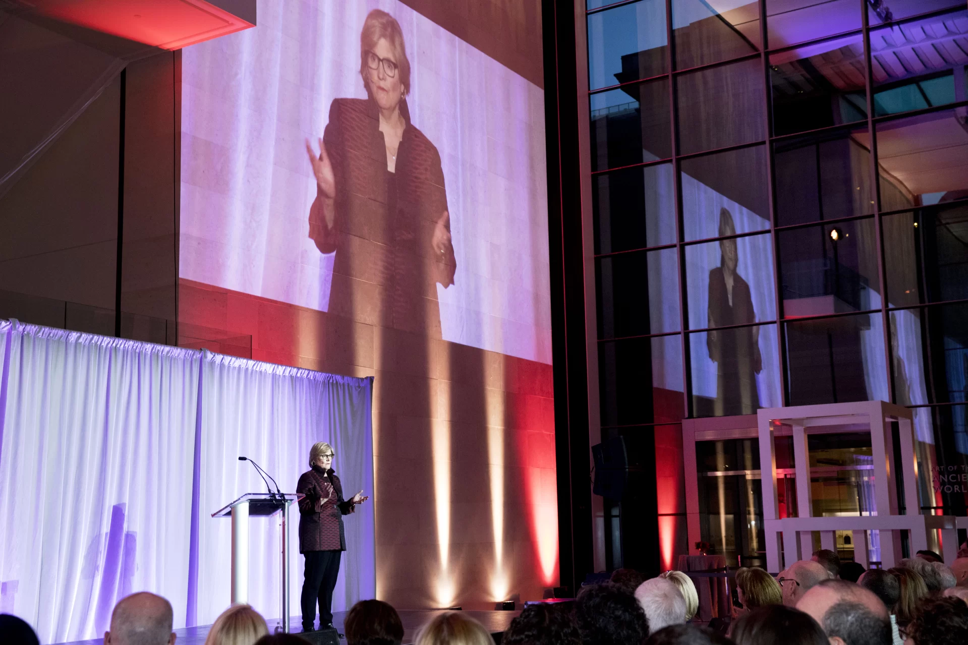 Spencer speaks at the launch of the $300 million Bates Campaign on May 17, 2017, before a record-setting crowd of Bates supporters at the Museum of Fine Arts in Boston, Mass.