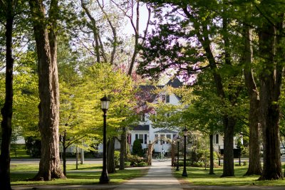 The Golden Hour during a spring afternoon in May during the last week of Short Term on the Historic Quad and Alumni Walk.