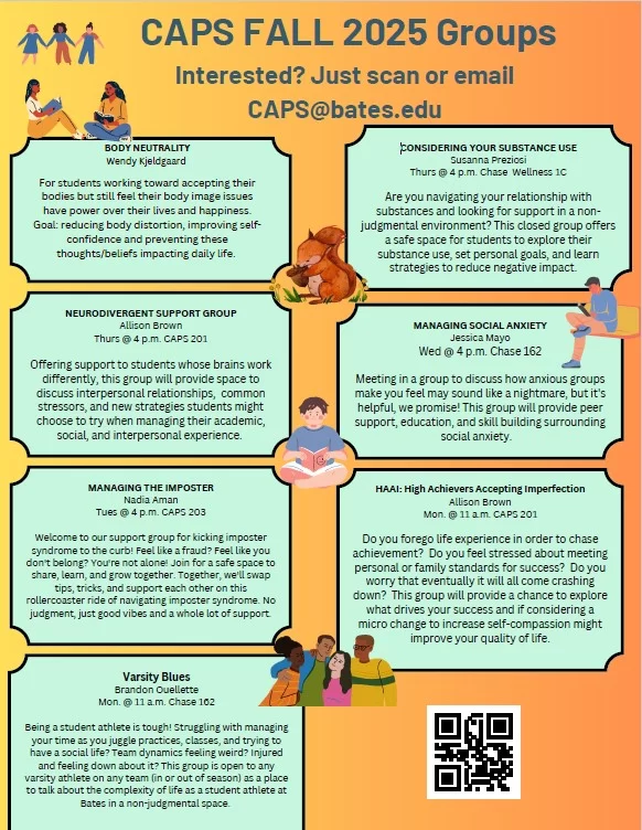 A summary of all groups offered Fall 2025
