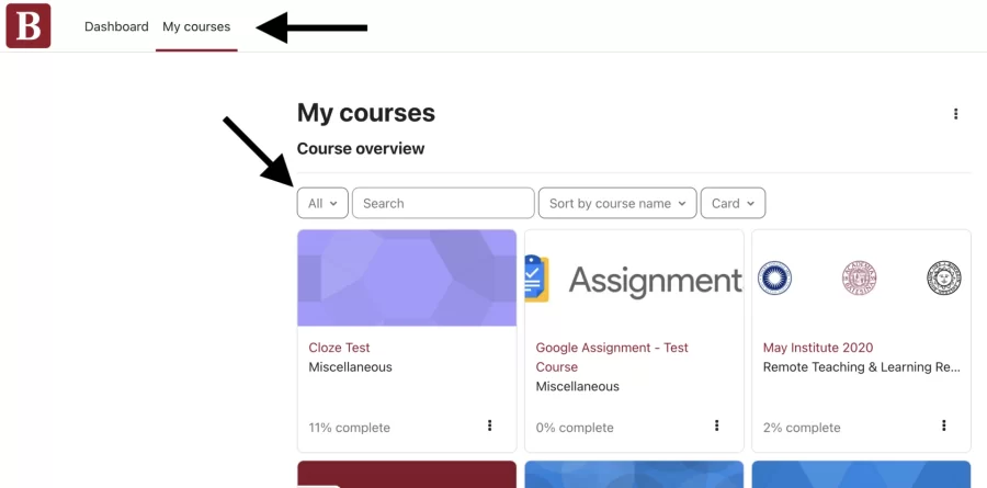 The course overview block in My Courses.